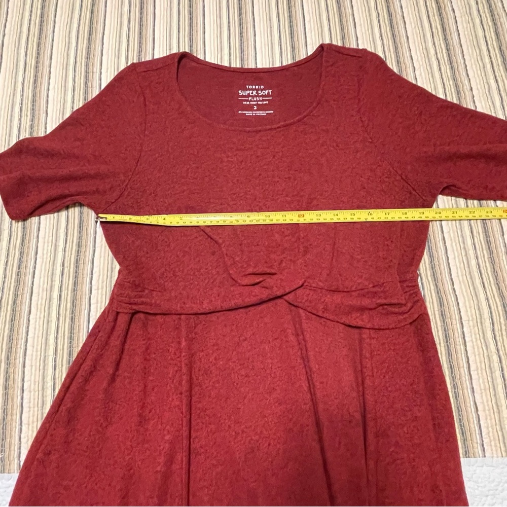 Torrid Women’s 18/20 Super Soft Plush Red Short Sleeve Knee Length Knit Dress - Picture 10 of 12